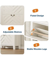 homfan Freestanding Shoe Cabinet with 2 Flip Drawers and Adjustable Shelves, Storage Organizer for Entryway Closet Hallway
