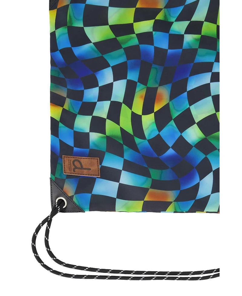 Deux par Deux Little Boy Checkered Durable Lightweight Sporty Drawstring Bag