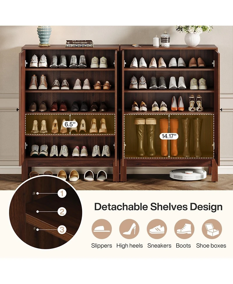 Slickblue Modern Shoe Cabinet with Adjustable Shelves for Entryway