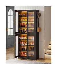Slickblue 66.9 Inch Tall Shoe Storage Cabinet with Led Lights and Doors