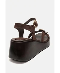 Forever & Always Shoes Women's Kalia Leather Wedge Sandal