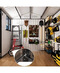 GarveeLife Outdoor Metal Garden Tool Storage Shed With Updated Frame Structure Lockable Doors And Windows For Backyard Patio Lawn