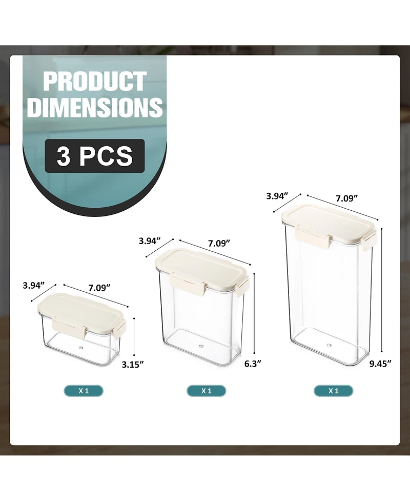Sorbus 3-Pack Snap Lids Airtight Food Storage Container Set