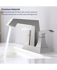Phying 2-Handle Heavy Duty Bathroom Faucet with Drain and Supply Kits, Modern Style Lavatory Deck Mounted Faucet Brushed Nickel