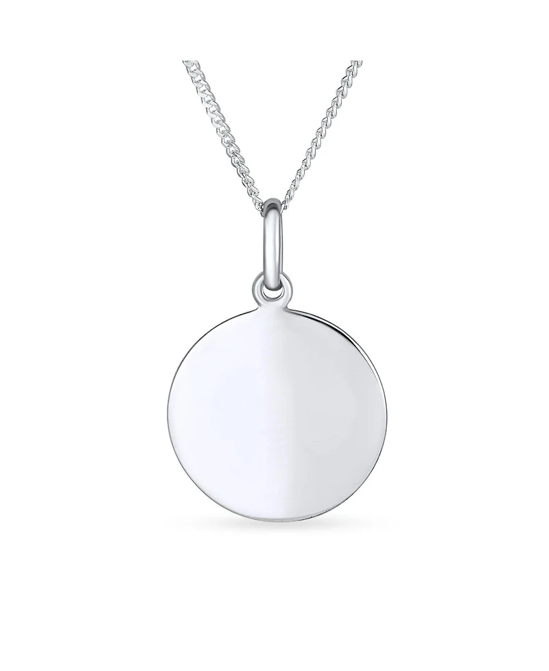 Bling Jewelry Inspirational Love and Luck Quote Round Disc Equestrian Horseshoe Pendant Necklace .925 Sterling Silver