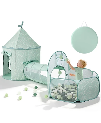 Tiny Land Adventure 3-in-1 Play Tunnel with Ball Pit (no Balls) & Play Tent, Pop Up Crawl Tunnel for Kids, Indoor & Outdoor Baby Play Tunnel