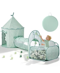 Tiny Land Adventure 3-in-1 Play Tunnel with Ball Pit (no Balls) & Play Tent, Pop Up Crawl Tunnel for Kids, Indoor & Outdoor Baby Play Tunnel