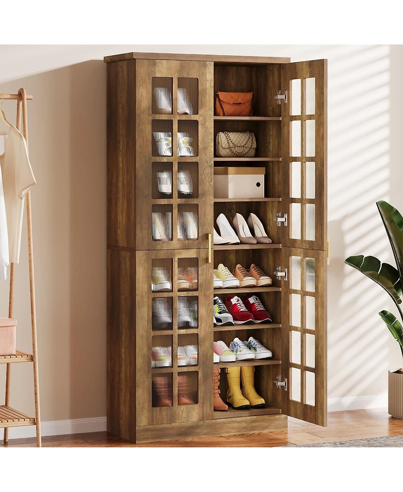 Slickblue Modern Shoe Cabinet with 8 Tier Adjustable Storage Shelves
