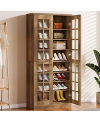 Slickblue Modern Shoe Cabinet with 8 Tier Adjustable Storage Shelves