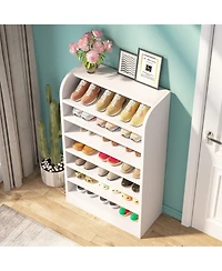 Slickblue Wooden Shoe Shelf with 8 Tier Storage for Entryway Closet