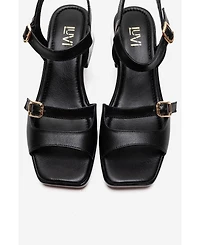 Forever & Always Shoes Women's Yolen Leather Block Heel Sandal