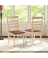 Costway Wooden dining chair with rubber wood frame padded seat for kitchen