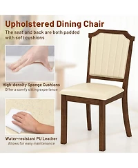 Costway Dining Chair Upholstered Kitchen with Pu Leather and Rubber Wood Frame