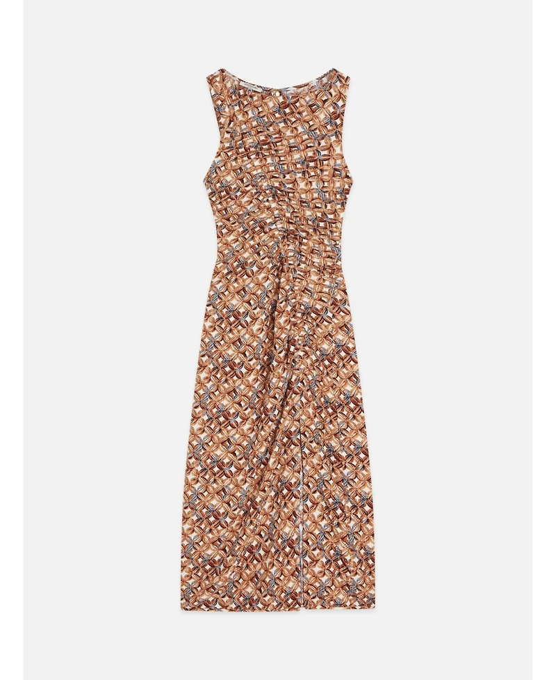 Scotch & Soda Women's and Dresses Printed Textured Midi Dress, Tiles Flower Doeskin, Large