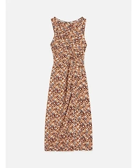 Scotch & Soda Women's and Dresses Printed Textured Midi Dress, Tiles Flower Doeskin, Large