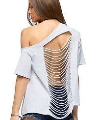 Edikted Women's Miah Off Shoulder Shredded Back Top