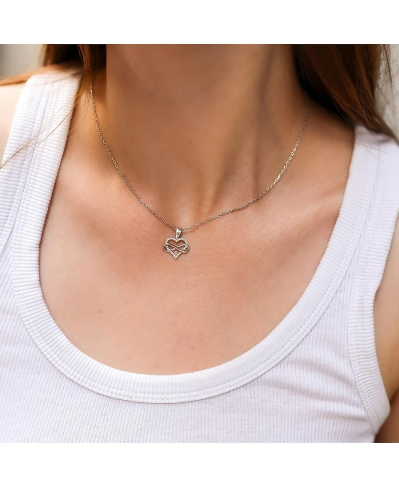 Spero London Infinity Heart Love Sterling Silver Pendant Necklace