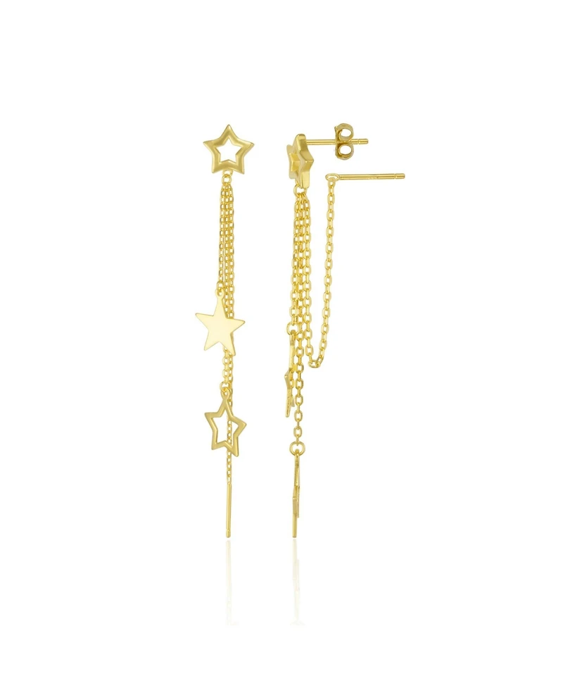 Spero London Chain and Stars Sterling Silver Drop Earring