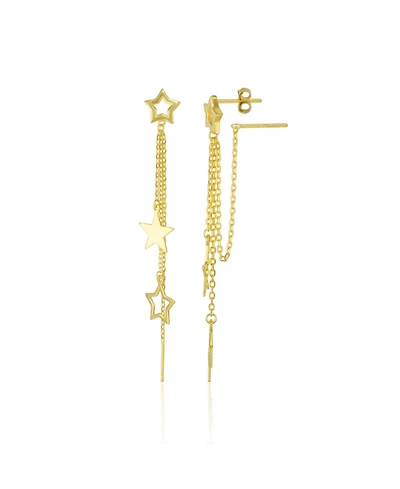 Spero London Chain and Stars Sterling Silver Drop Earring