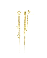 Spero London Chain and Stars Sterling Silver Drop Earring