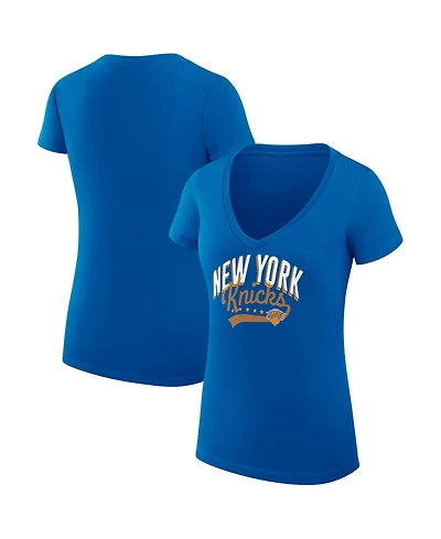 G-iii 4Her by Carl Banks Women's New York Knicks Super-Slim Fit Lightweight Filigree Logo V-Neck T-Shirt