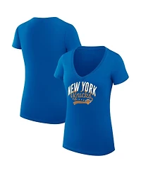 G-iii 4Her by Carl Banks Women's New York Knicks Super-Slim Fit Lightweight Filigree Logo V-Neck T-Shirt
