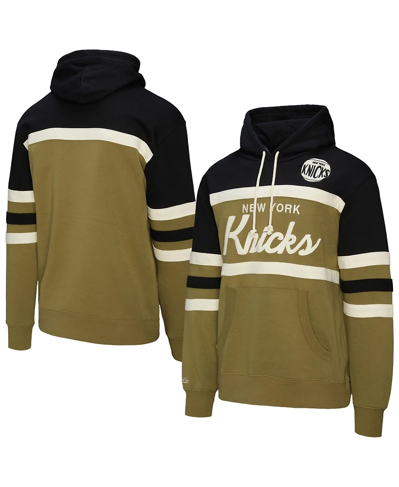 Mitchell & Ness Men's Olive/Black New York Knicks Double Clutch Head Coach Hoodie