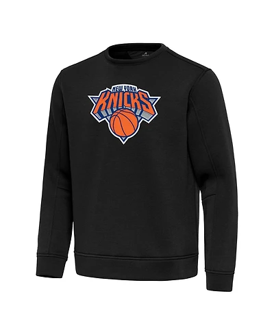 Antigua Men's Black New York Knicks Relevant Pullover Sweatshirt