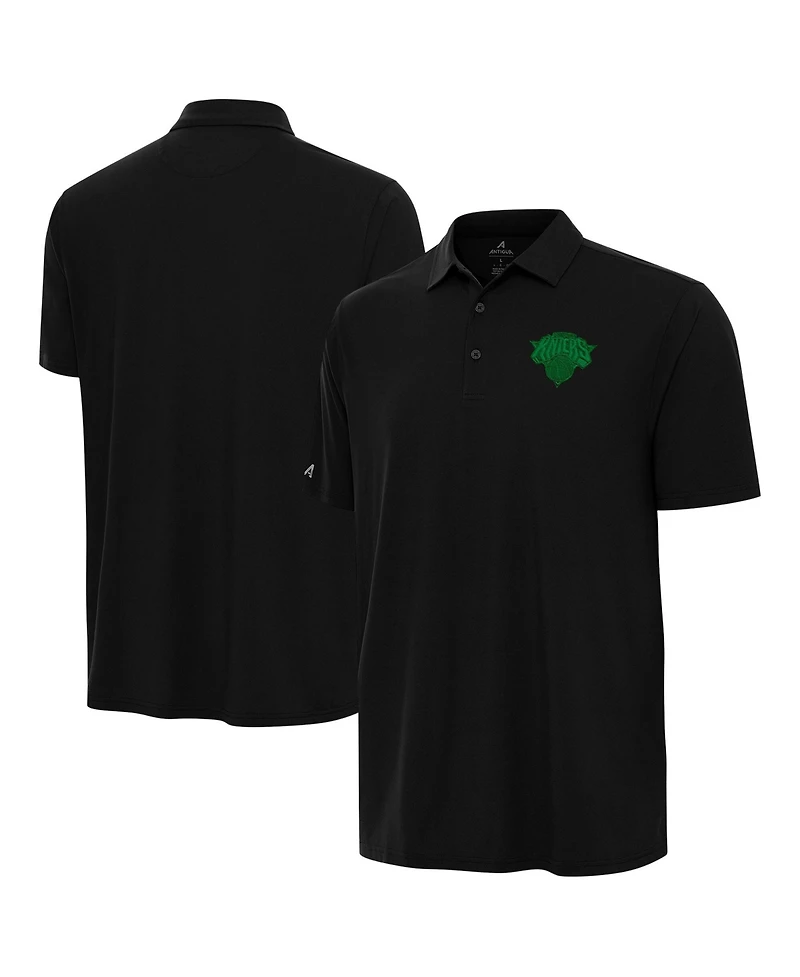 Antigua Men's Black New York Knicks St. Patrick's Day Era Polo Shirt
