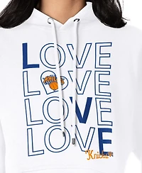G-iii 4Her by Carl Banks Women's White New York Knicks Basketball Love Fleece Pullover Hoodie