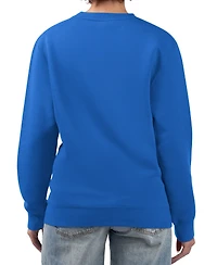 G-iii 4Her by Carl Banks Women's Blue New York Knicks Flowers Team Logo Graphic Fleece Crewneck Pullover Sweatshirt