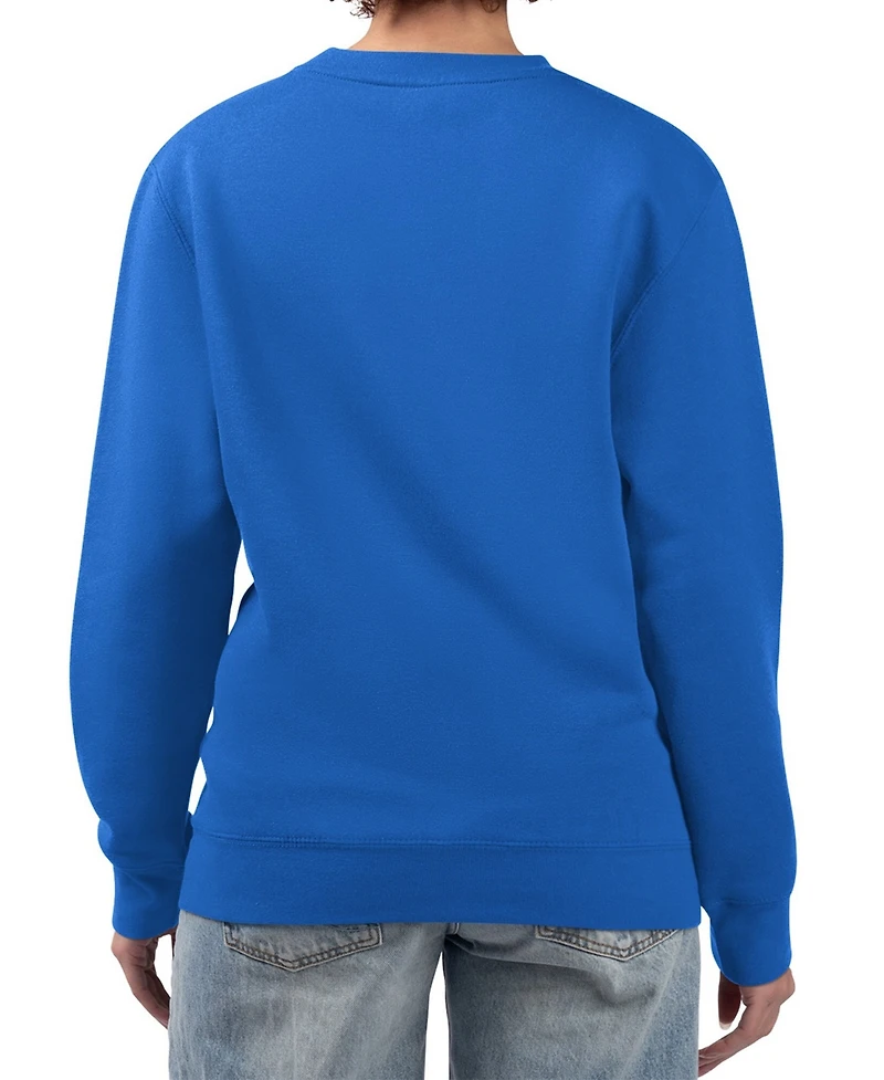 G-iii 4Her by Carl Banks Women's Royal New York Knicks Leopard Heart Fleece Pullover Sweatshirt
