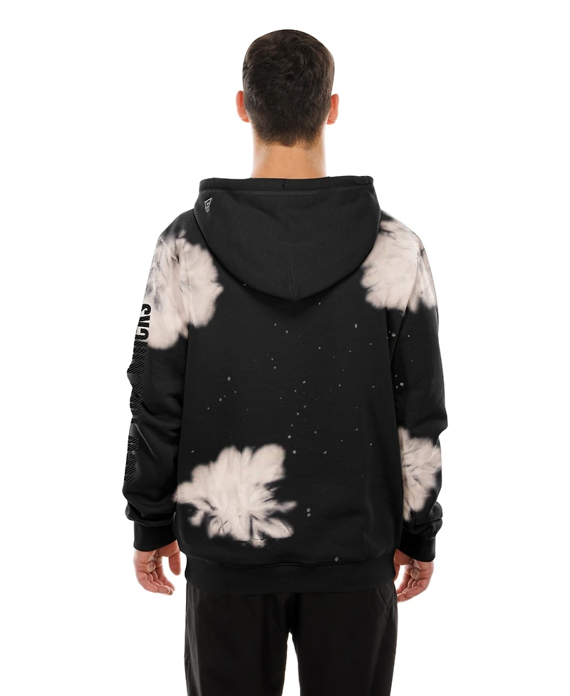 New Era Men's Black York Knicks Injection Bleached Out Raw Edge Hoodie