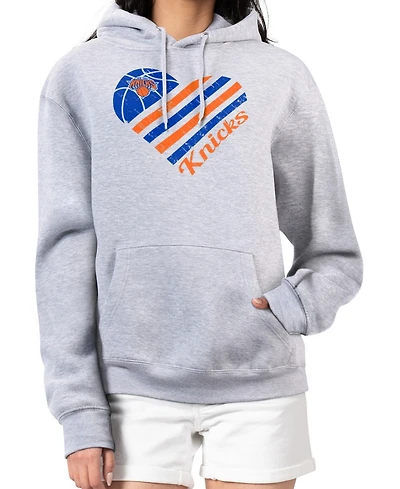 G-iii 4Her by Carl Banks Women's Heather Gray New York Knicks Heart Pullover Hoodie