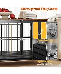Cozito Foldable Dog Crate Furniture Small with Removable Tray and Lockable Door