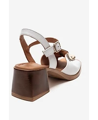 Forever & Always Shoes Women's Asha Leather Block Heel Sandal
