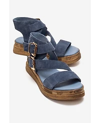 Forever & Always Shoes Women's Lorentis Leather Double Buckle Sandal