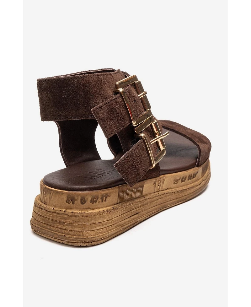 Forever & Always Shoes Women's Lorentis Leather Double Buckle Sandal