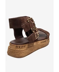 Forever & Always Shoes Women's Lorentis Leather Double Buckle Sandal