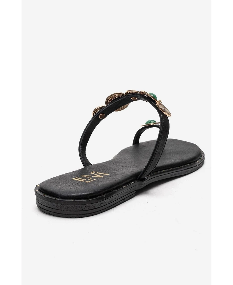 Forever & Always Shoes Women's Martinez Leather Thong Sandal