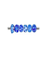 Bling Jewelry Mixed Set Floral Murano Glass Flower Charm Bead Sterling Silver Core For Bracelet