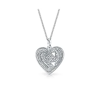 Bling Jewelry Paw Print Heart Shape Pendant Necklace Animal Lover Pet Dog Cat .925 Sterling Silver