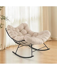 Gouun Oversized Rocking Egg Chair with 6.5 in Thick Padded Cushion for Patio and Porch