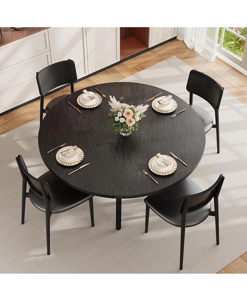 Homfan 47" Round Dining Table with Storage - Modern Mdf Kitchen Table Seats 4-6, Easy Assembly