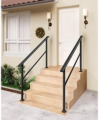 gaomon 2-Pack Adjustable Metal Hand Rails for Outdoor Steps 4-Step Stair Railing Kit Weatherproof and Comfortable Grip for Concrete