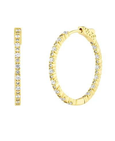 Simona Radiant Bezel-Set and Prong Inside-Outside Cz Hoop Earrings