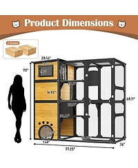 6thdruple Large Outdoor Cat Catio, 4-Tier Enclosure with Lofts, Window Access, Weatherproof House