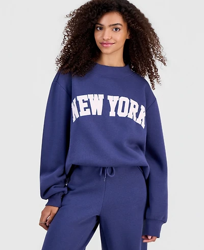 Madden Girl Juniors' Embroidered Mockneck Sweatshirt
