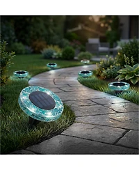 Bell + Howell Mosaic Disk Lights Solar Powered 6 Led Weather Resistance Path 4-Piece