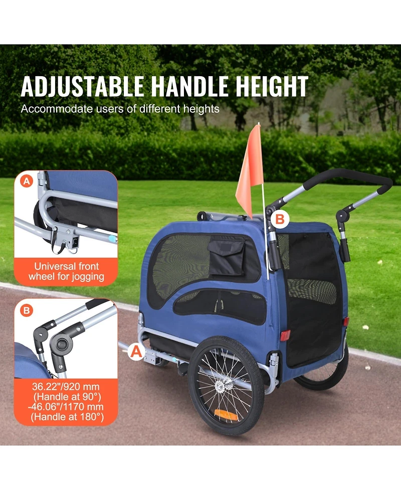 Cozito Dog Bike Trailer and Pet Stroller, 100 lb Capacity Folding Carrier with Quick Release Wheels